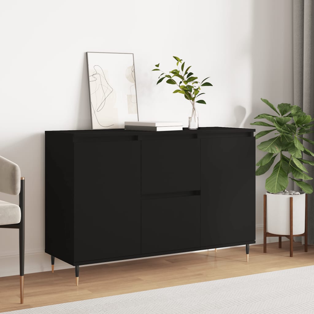 Skjenk Svart Eik 104X35X70 Cm Konstruert Tre