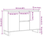 Skjenk Hvit 101,5X35X70 Cm Konstruert Tre