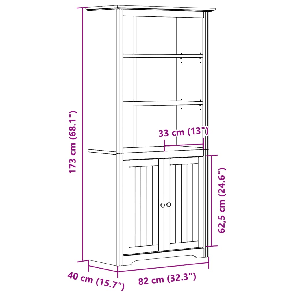 Bokhylle Bodo Hvit 82X40X173 Cm Heltre Furu