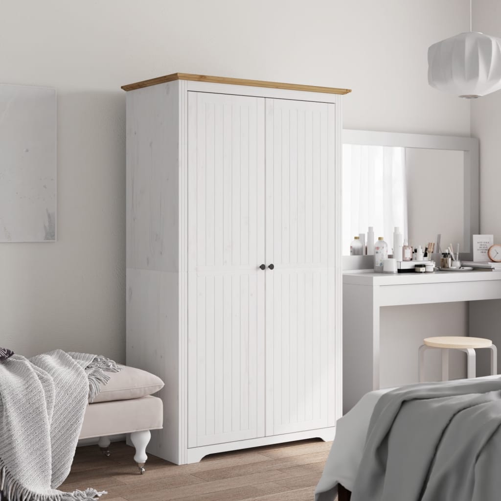 Garderobe Bodo Hvit Og Brun 99X53,5X173 Cm Heltre Furu