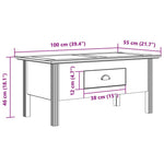 Salongbord Bodo Hvit Og Brun 100X55X46 Cm Heltre Furu