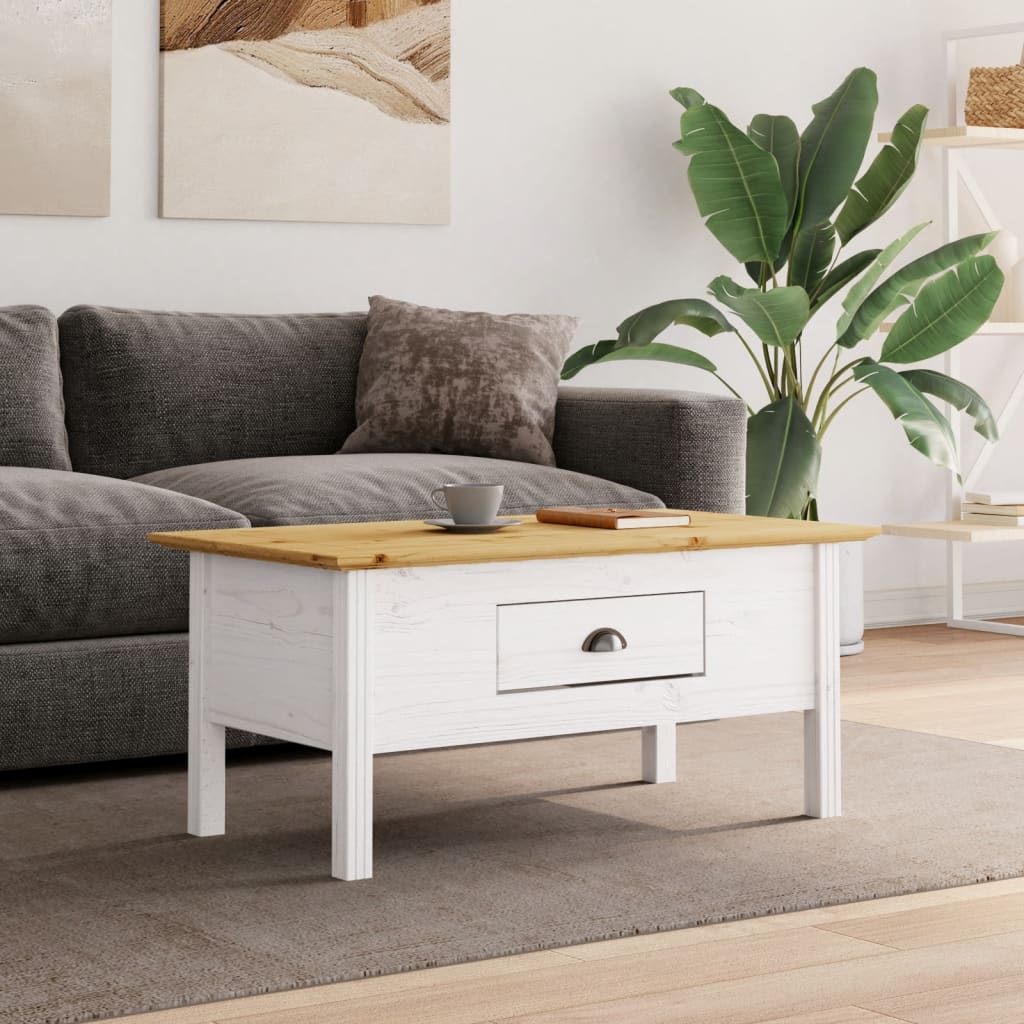 Salongbord Bodo Hvit Og Brun 100X55X46 Cm Heltre Furu