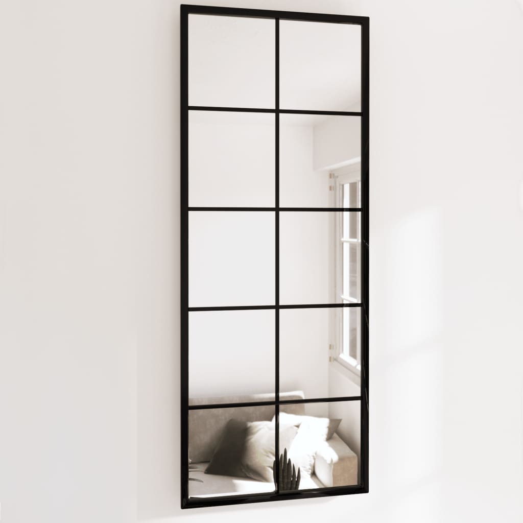 Veggspeil 2 Stk Svart 100X40 Cm Metall