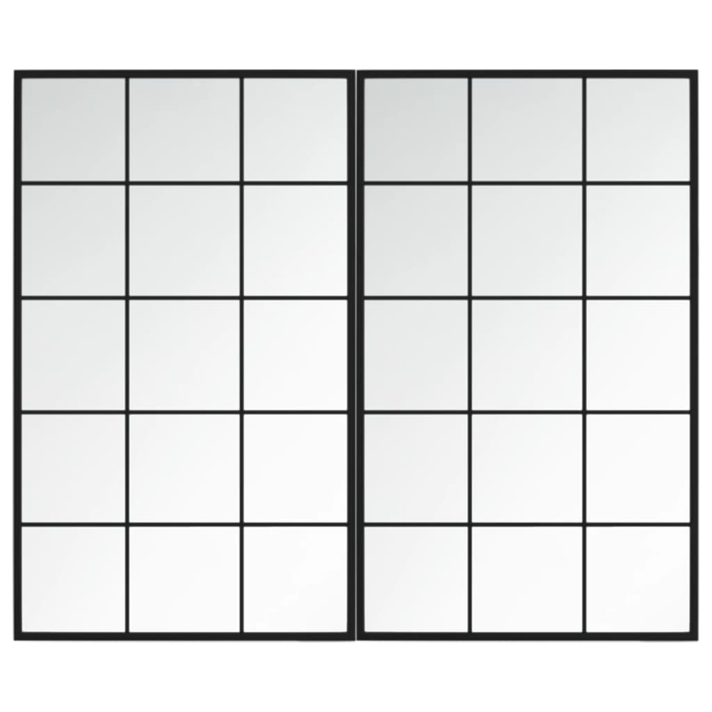 Veggspeil 2 Stk Svart 100X60 Cm Metall