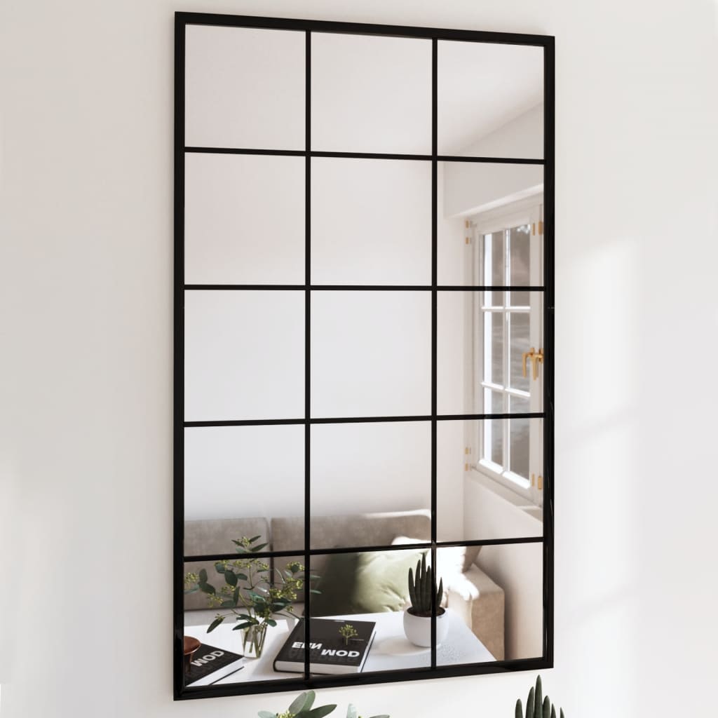 Veggspeil 2 Stk Svart 100X60 Cm Metall