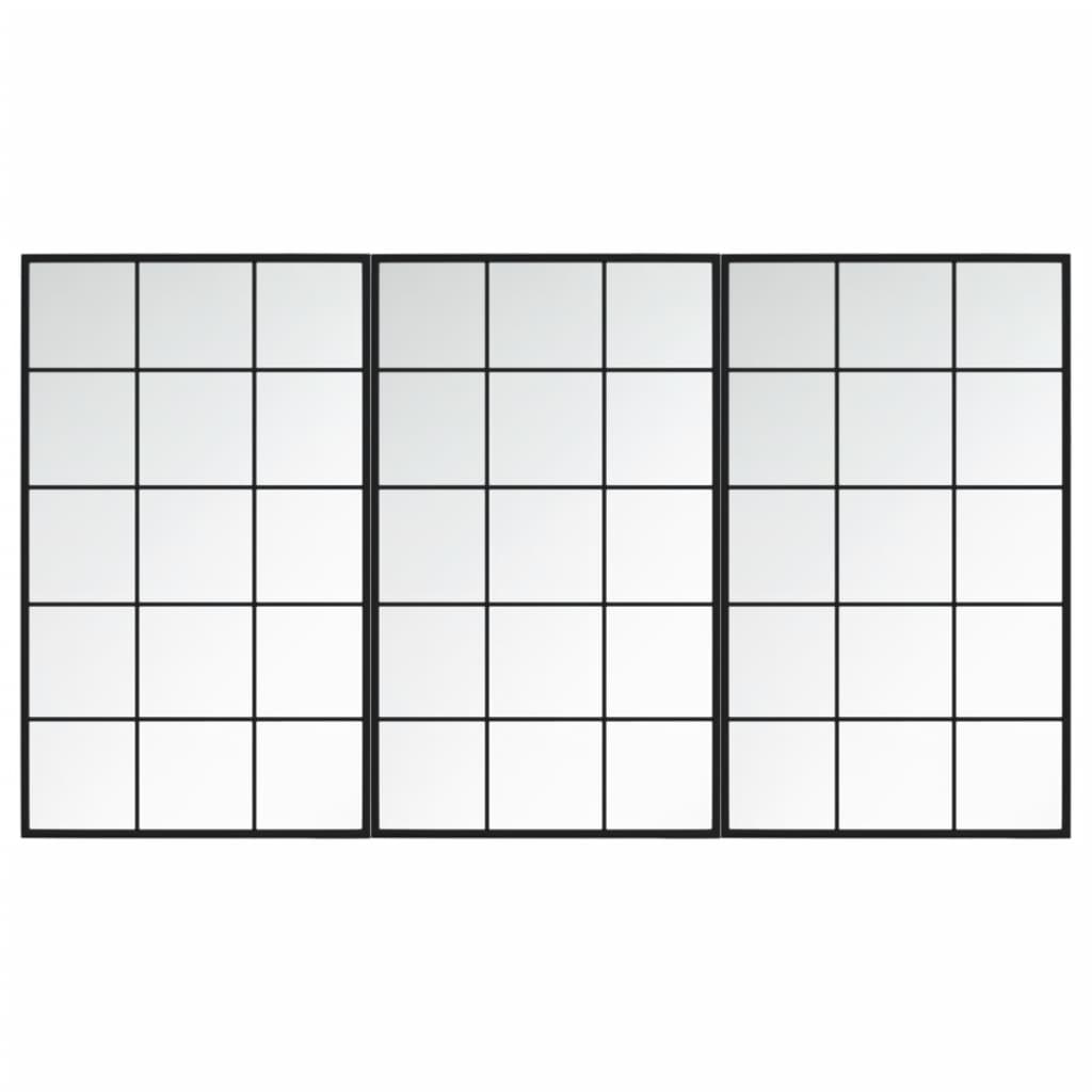 Veggspeil 3 Stk Svart 100X60 Cm Metall