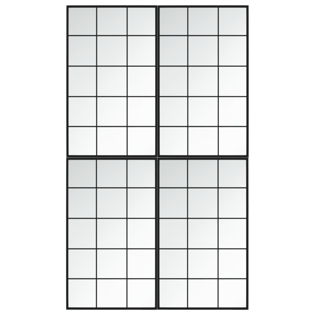 Veggspeil 4 Stk Svart 100X60 Cm Metall