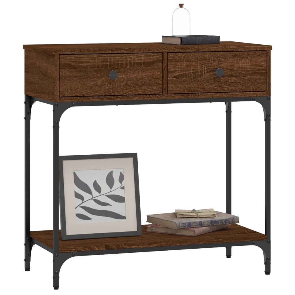 Konsollbord Brun Eik 75X34,5X75 Cm Konstruert Tre
