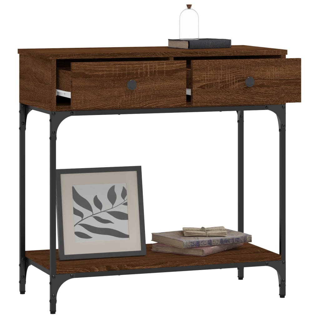 Konsollbord Brun Eik 75X34,5X75 Cm Konstruert Tre