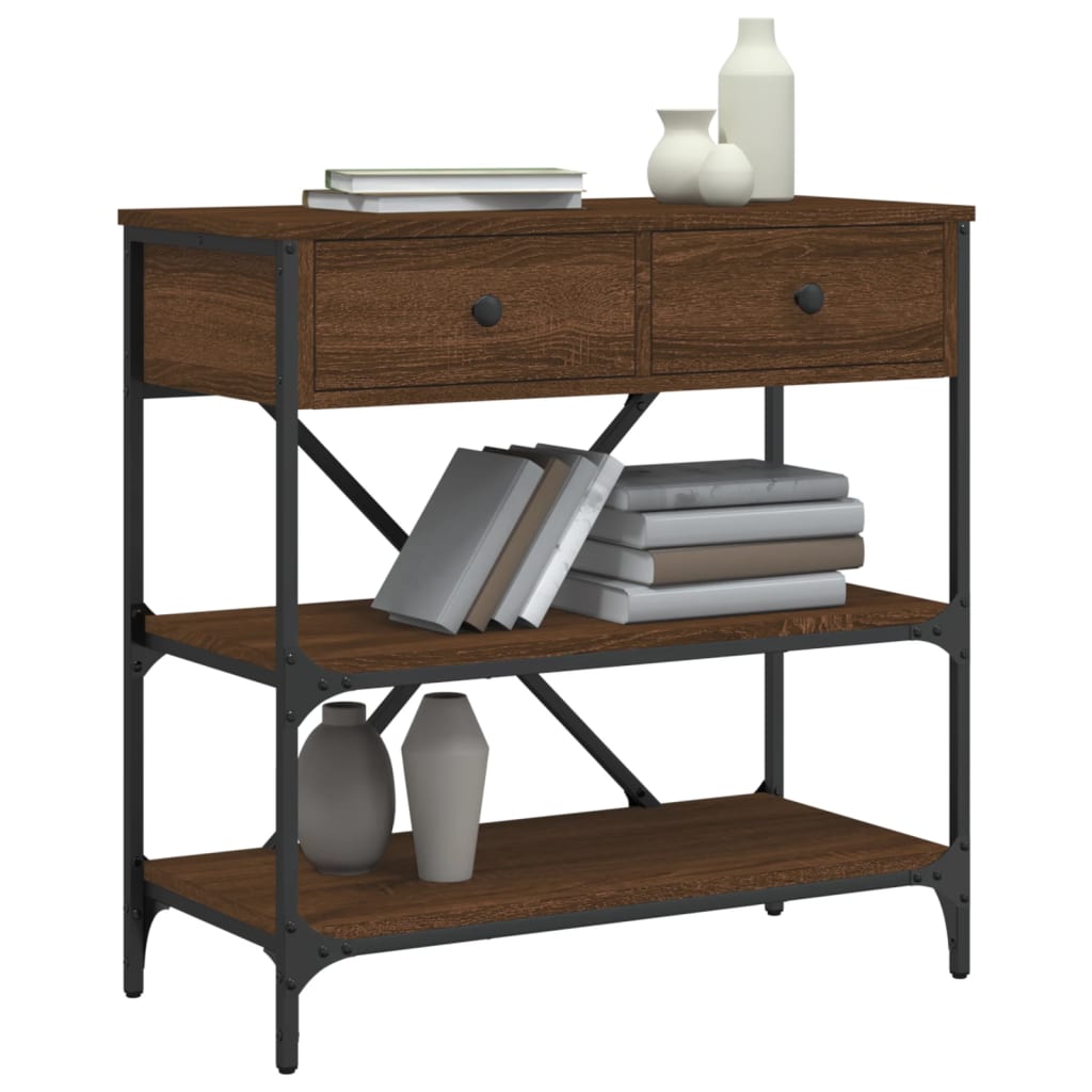 Konsollbord Brun Eik 75X34,5X75 Cm Konstruert Tre