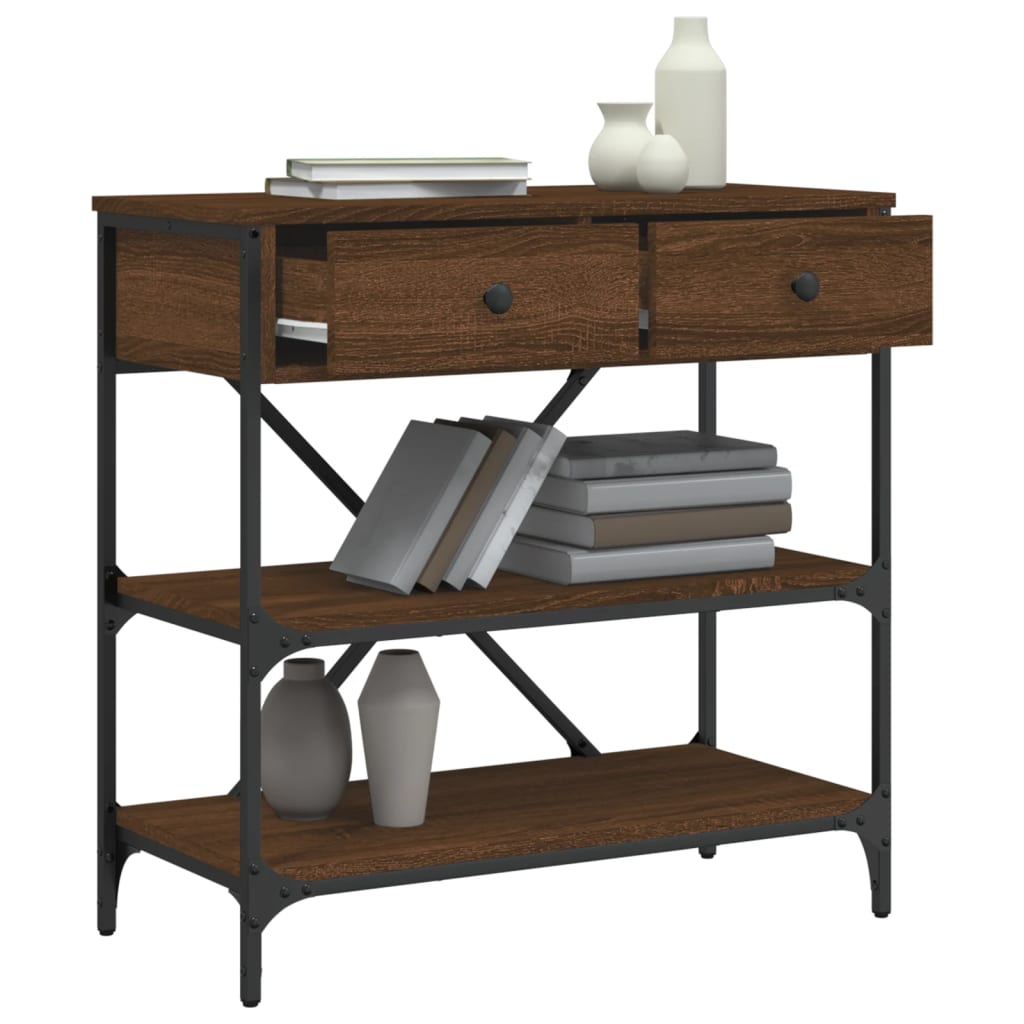 Konsollbord Brun Eik 75X34,5X75 Cm Konstruert Tre