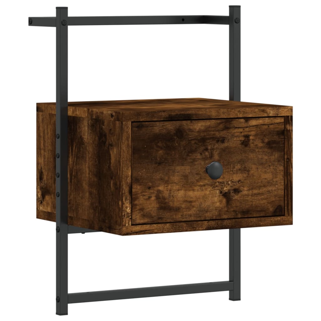 Nattbord Veggmontert Røkt Eik 35X30X51 Cm Konstruert Tre