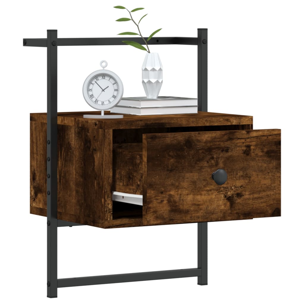 Nattbord Veggmontert Røkt Eik 35X30X51 Cm Konstruert Tre