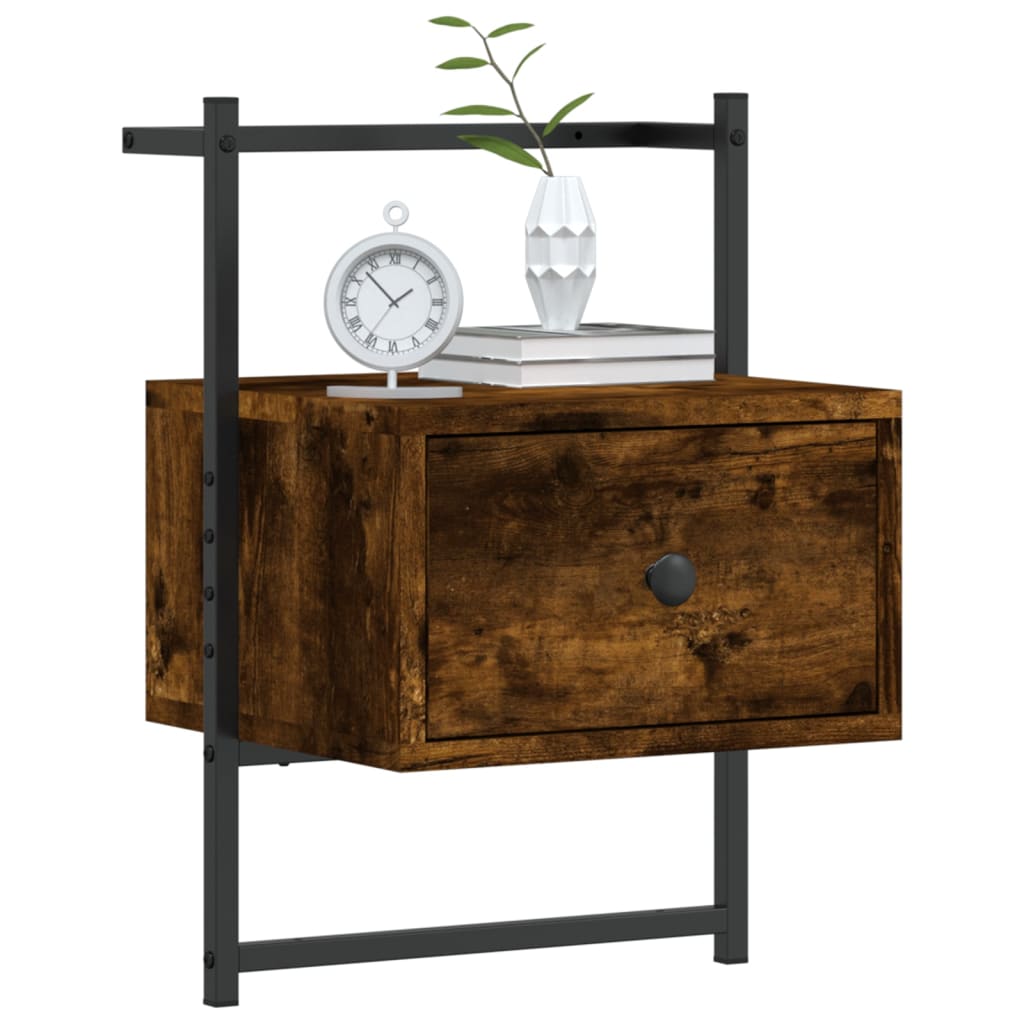 Nattbord Veggmontert Røkt Eik 35X30X51 Cm Konstruert Tre