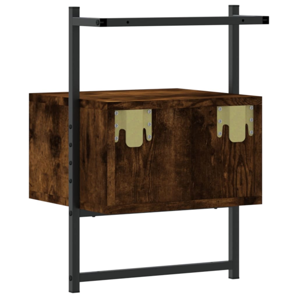 Nattbord Veggmontert Røkt Eik 35X30X51 Cm Konstruert Tre