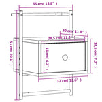 Nattbord Veggmontert Røkt Eik 35X30X51 Cm Konstruert Tre
