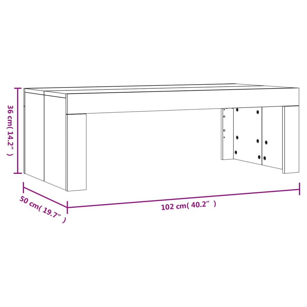 Salongbord Svart 102X50X36 Cm Konstruert Tre