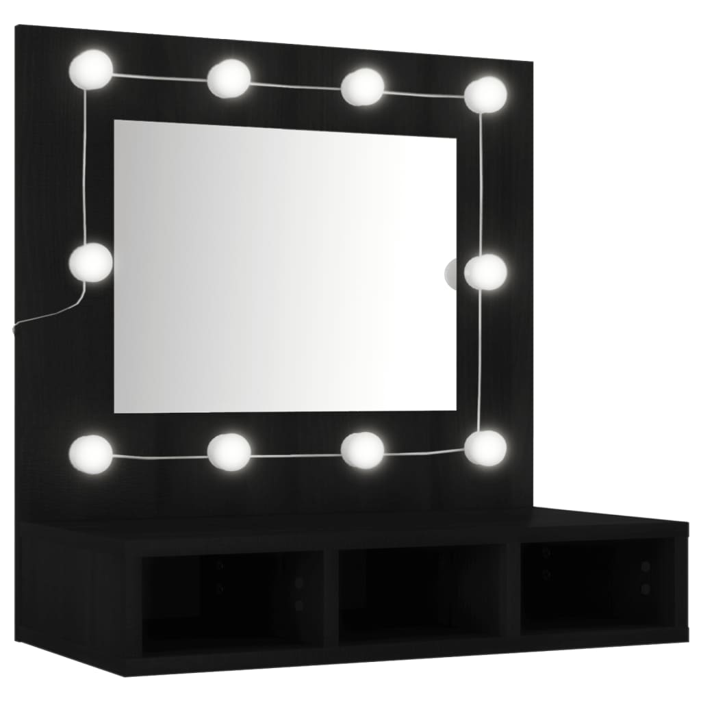 Speilskap Med Led Svart 60X31,5X62 Cm