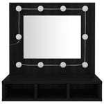 Speilskap Med Led Svart 60X31,5X62 Cm
