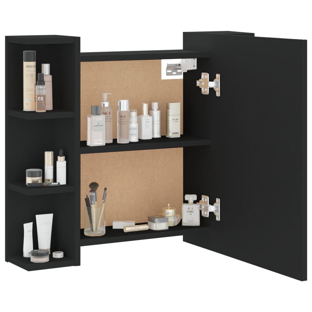 Speilskap Med Led Svart 70X16,5X60 Cm
