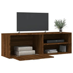 Tv-Benk Brun Eik 120X34X37 Cm Konstruert Tre