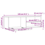 Tv-Benk Brun Eik 120X34X37 Cm Konstruert Tre