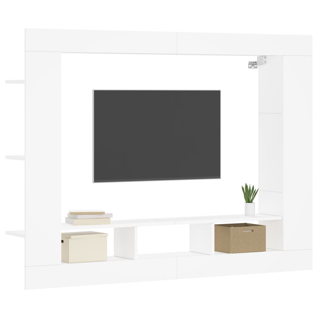 Tv-Benk Hvit 152X22X113 Cm Konstruert Tre
