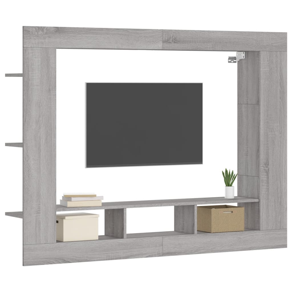 Tv-Benk Grå Sonoma 152X22X113 Cm Konstruert Tre