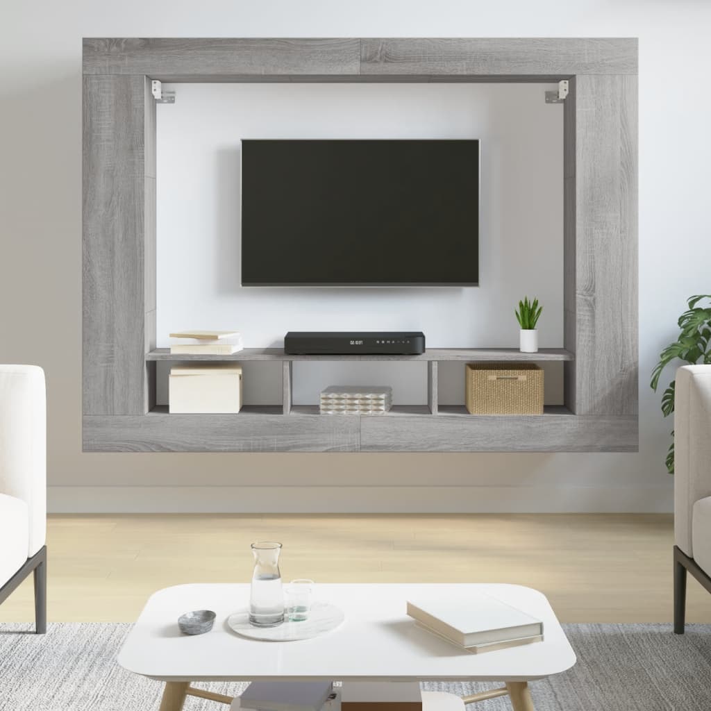 Tv-Benk Grå Sonoma 152X22X113 Cm Konstruert Tre