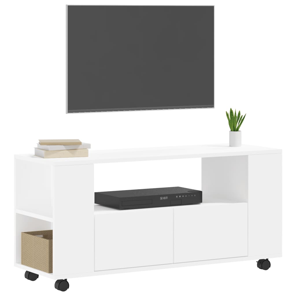 Tv-Benk Hvit 102X34,5X43 Cm Konstruert Tre