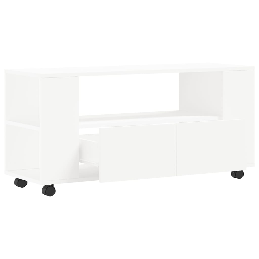 Tv-Benk Hvit 102X34,5X43 Cm Konstruert Tre