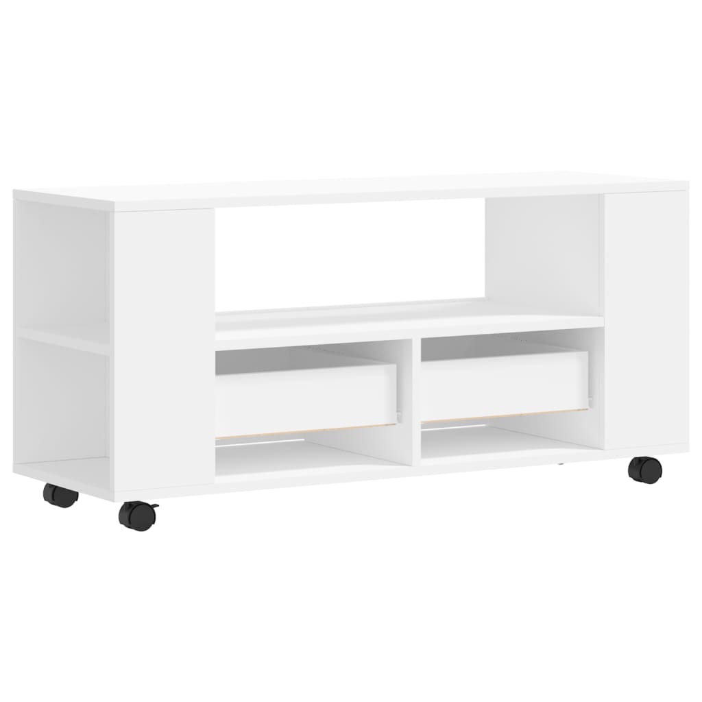 Tv-Benk Hvit 102X34,5X43 Cm Konstruert Tre