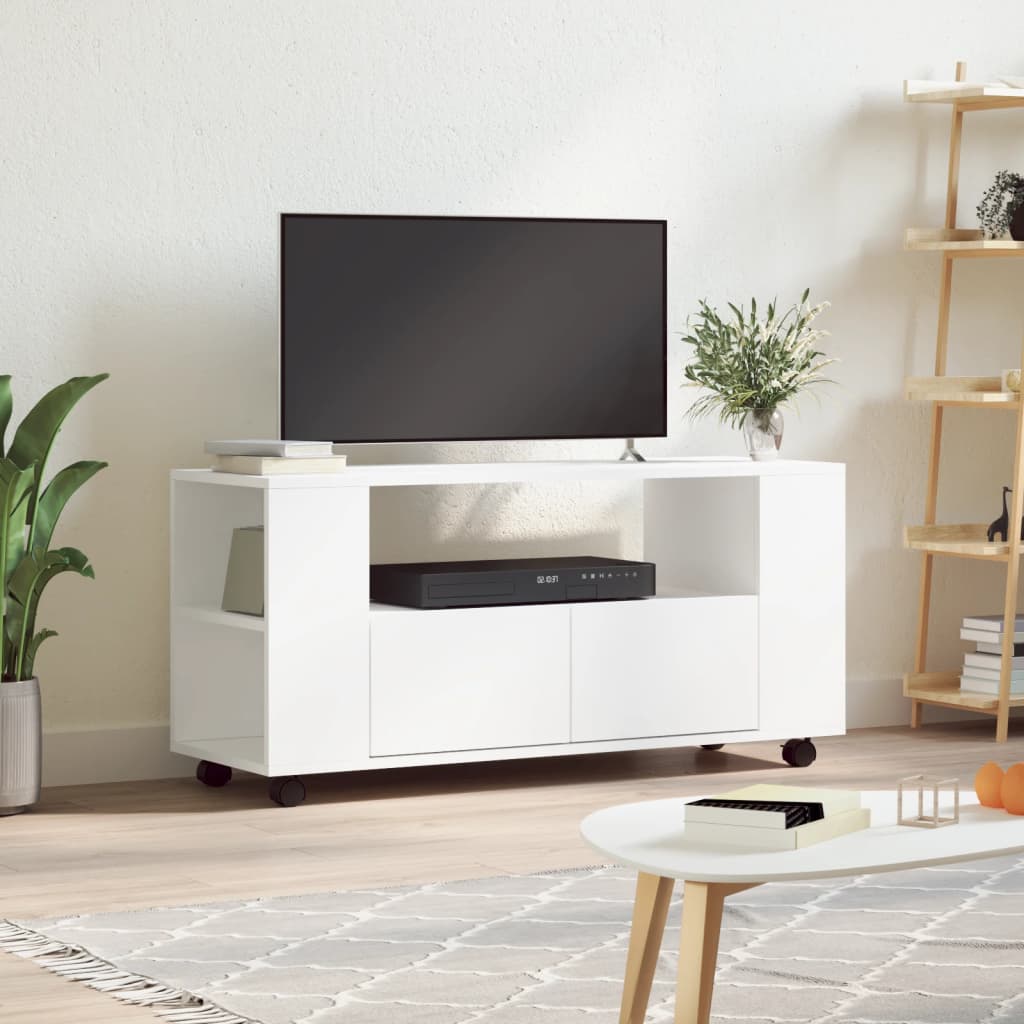 Tv-Benk Hvit 102X34,5X43 Cm Konstruert Tre