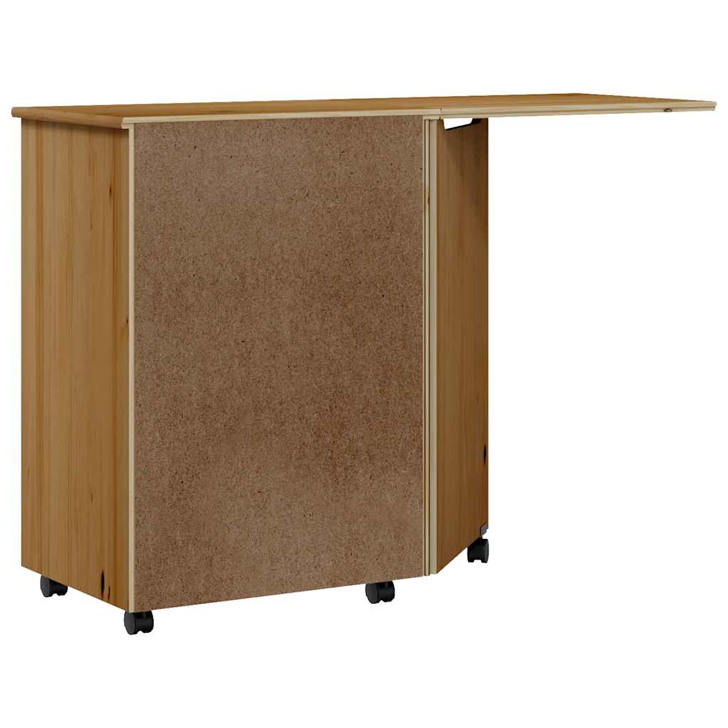 Rulleskap Med Skrivebord Moss Honningbrun Heltre Furu