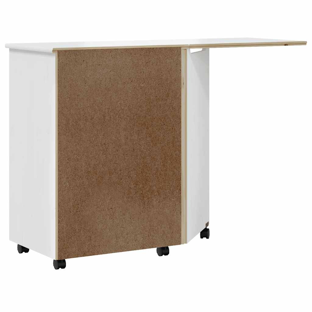 Rulleskap Med Skrivebord Moss Hvit Heltre Furu