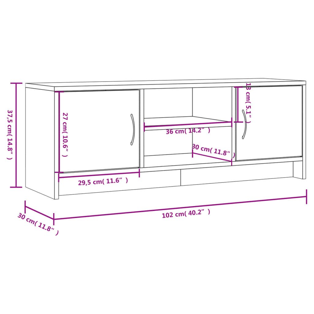 Tv-Benk Betonggrå 102X30X37,5 Cm Konstruert Tre
