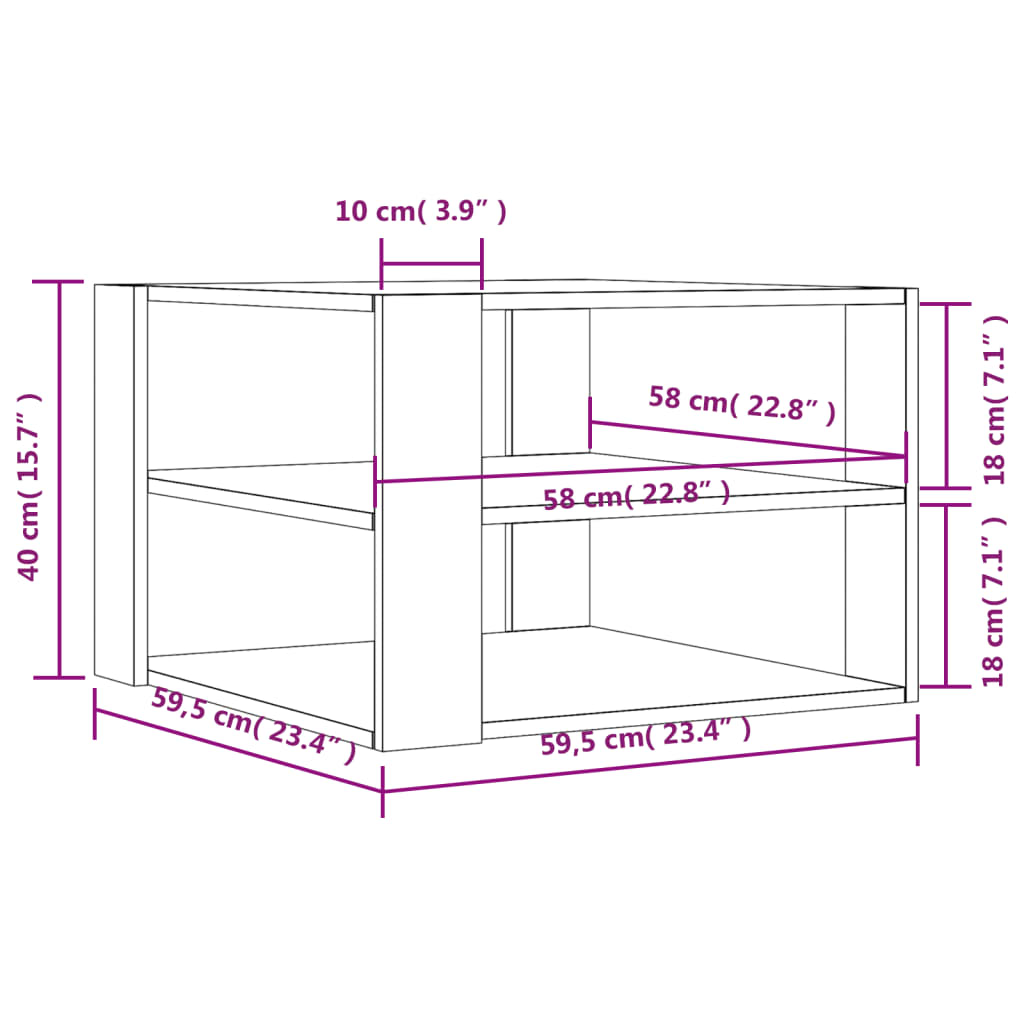 Salongbord Svart 59,5X59,5X40 Cm Konstruert Tre