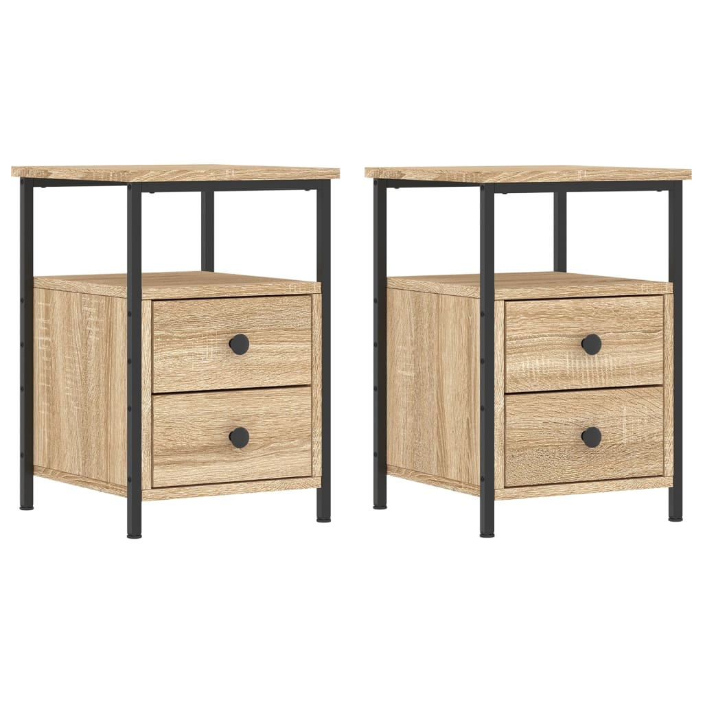 Nattbord 2 Stk Sonoma Eik 34X35,5X50 Cm Konstruert Tre