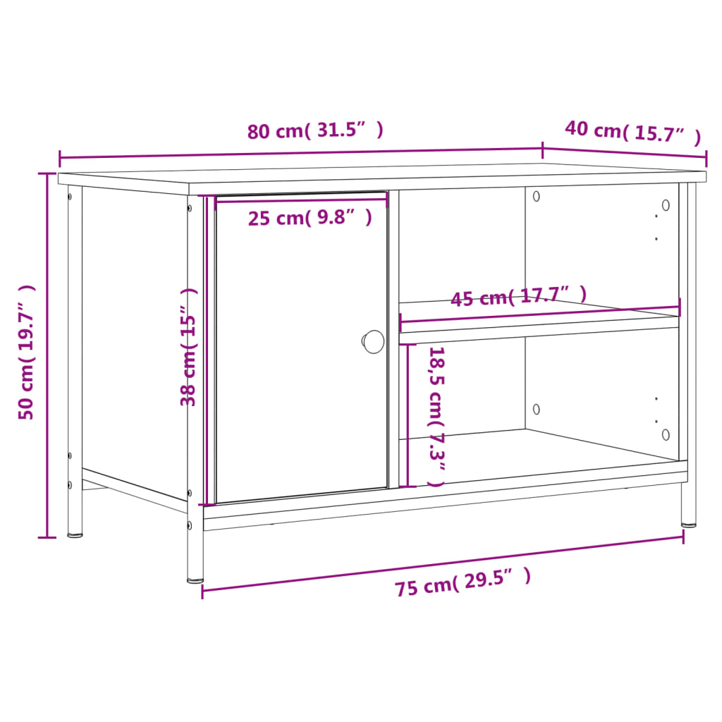 Tv-Benk Sonoma Eik 80X40X50 Cm Konstruert Tre