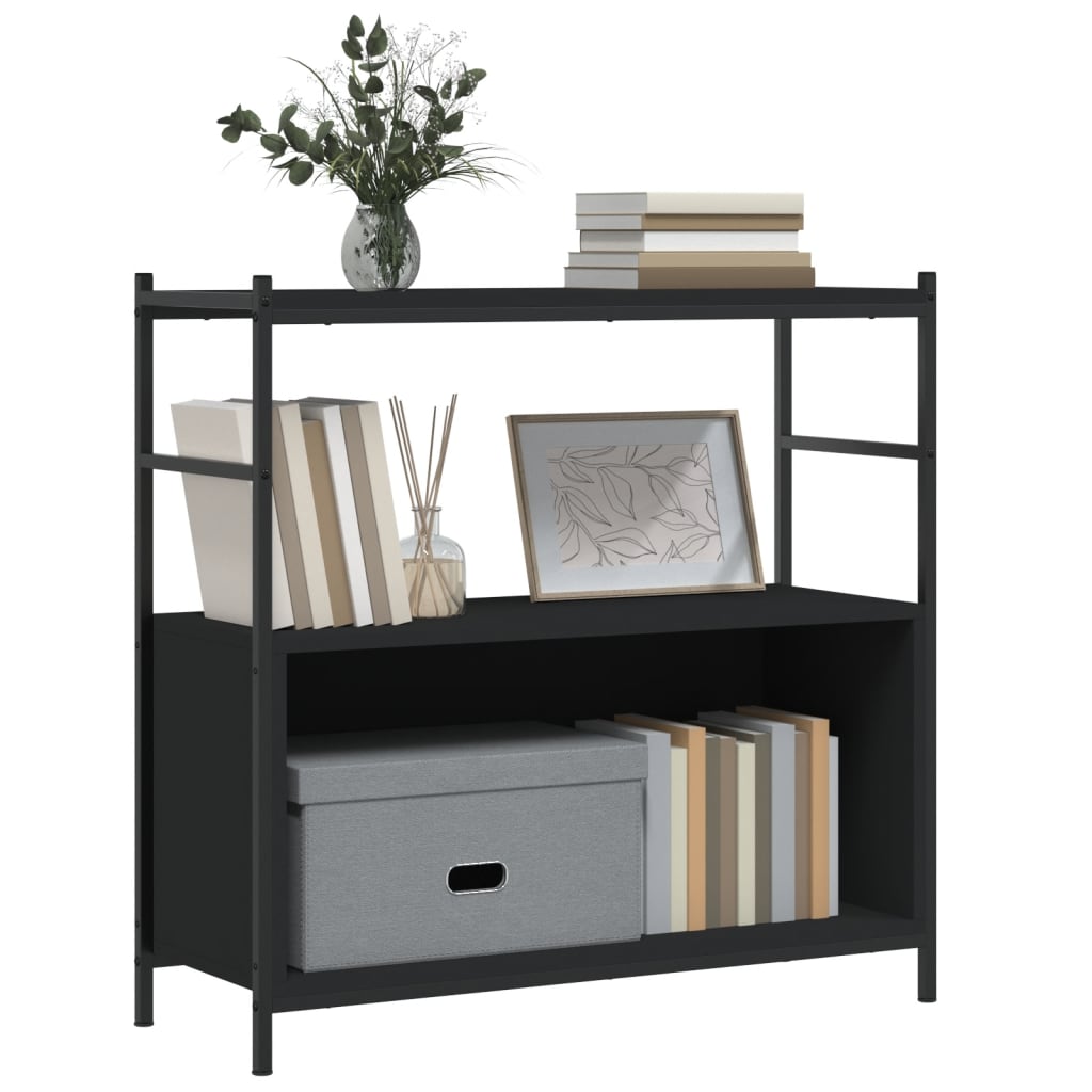 Bokhylle Svart 80X30X78,5 Cm Konstruert Tre Og Jern
