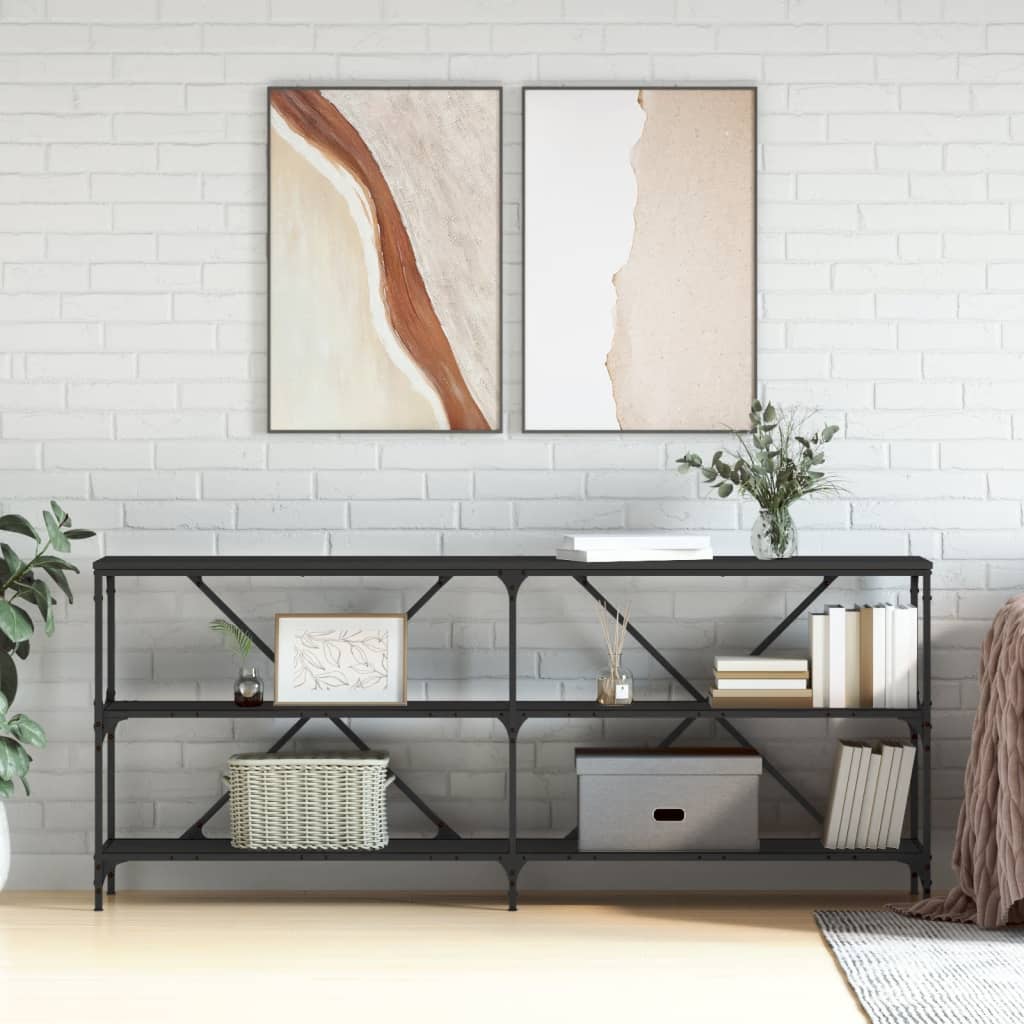 Konsollbord Svart 180X30X75 Cm Konstruert Tre Og Jern