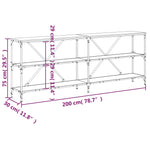 Konsollbord Svart 200X30X75 Cm Konstruert Tre Og Jern