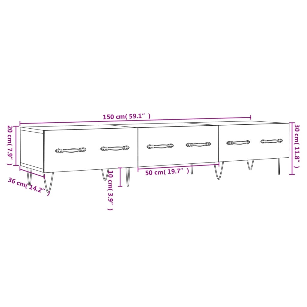 Tv-Benk Sonoma Eik 150X36X30 Cm Konstruert Tre