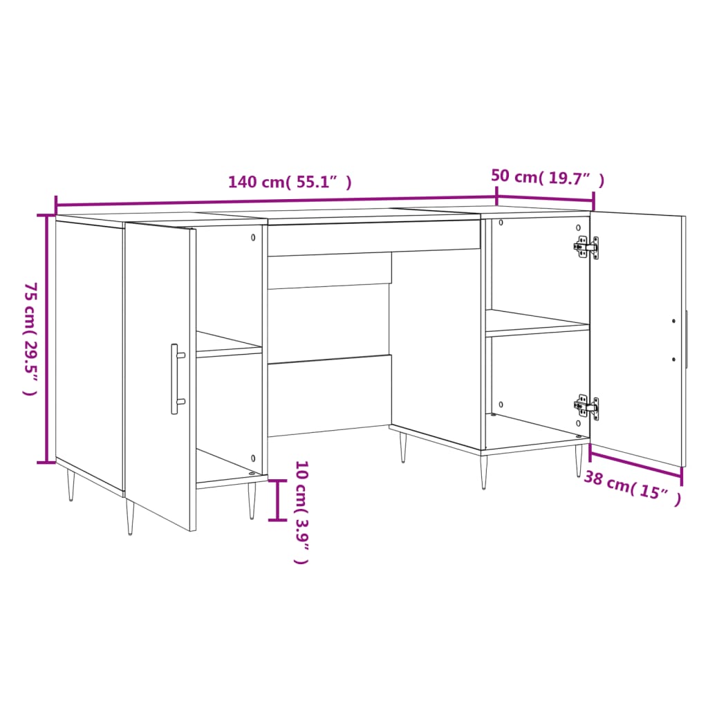 Skrivebord Sonoma Eik 140X50X75 Cm Konstruert Tre