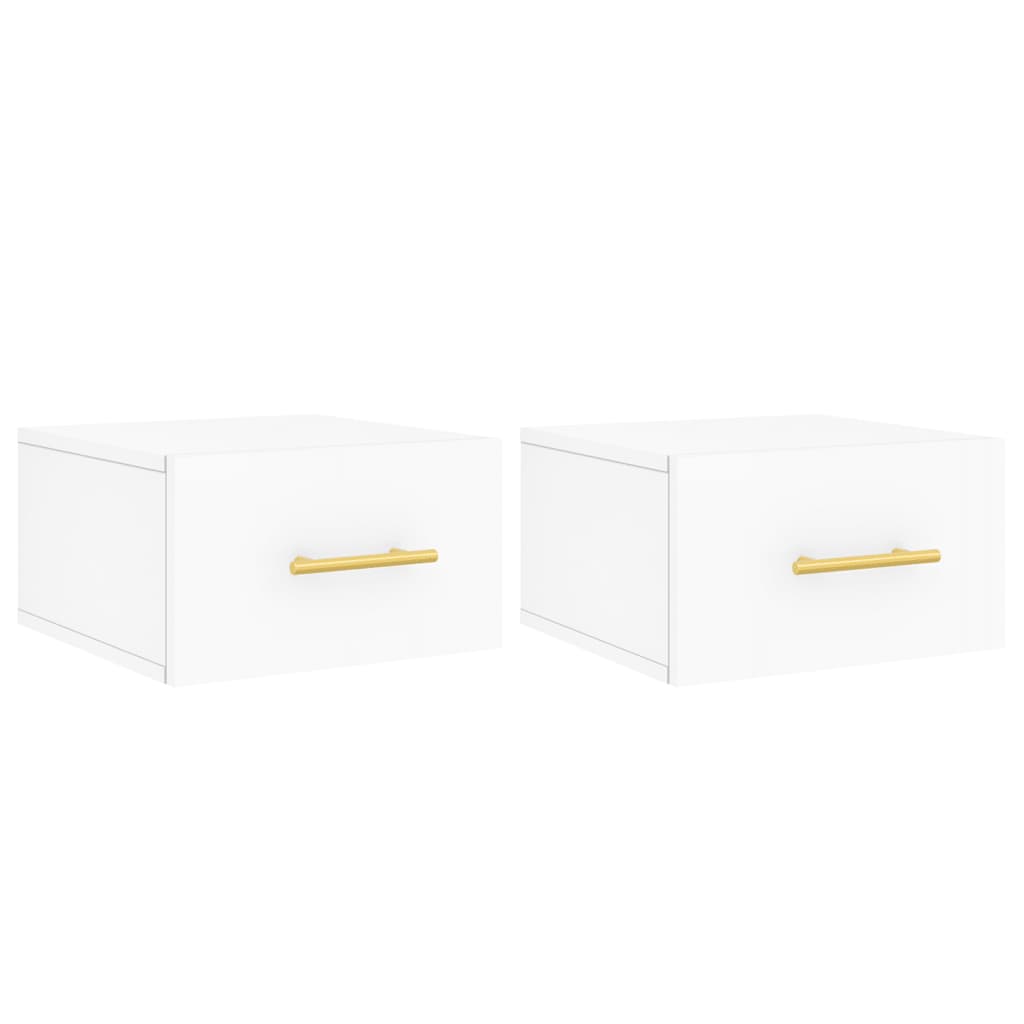 Veggmonterte Nattbord 2 Stk Hvit 35X35X20 Cm