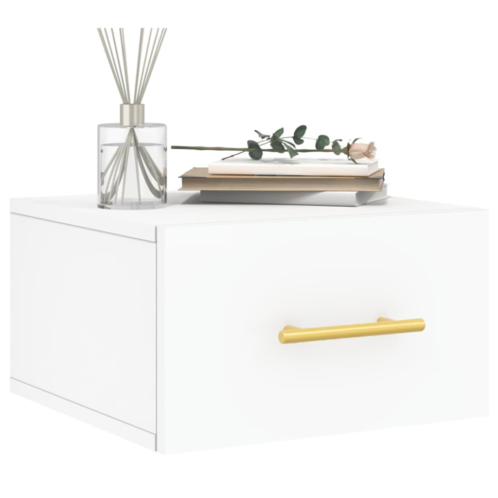 Veggmonterte Nattbord 2 Stk Hvit 35X35X20 Cm