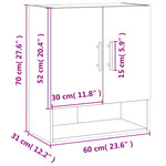 Veggskap Sonoma Eik 60X31X70 Cm Konstruert Tre