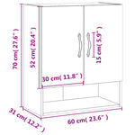 Veggskap Sonoma Eik 60X31X70 Cm Konstruert Tre