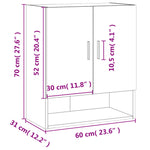 Veggskap Hvit 60X31X70 Cm Konstruert Tre