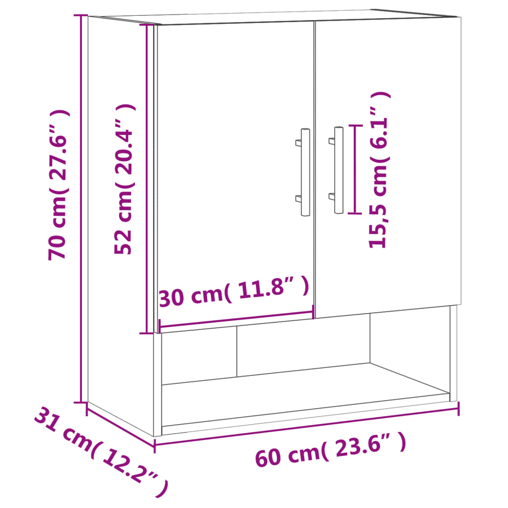 Veggskap Røkt Eik 60X31X70 Cm Konstruert Tre